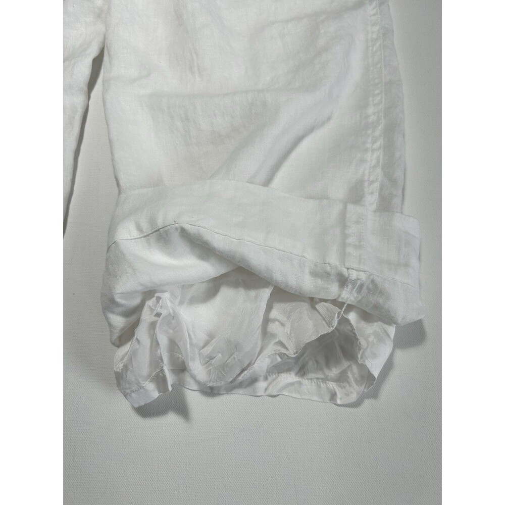 INC White Linen Pants Cropped Lined Soft Wide Leg Coastal Resort Size 8P - Picture 14 of 16
